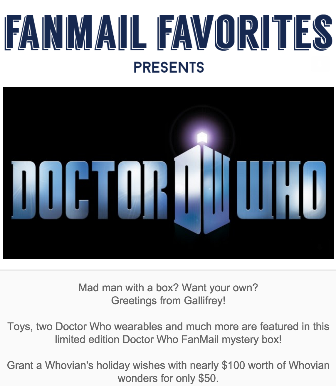 Doctor Who Limited Edition Box