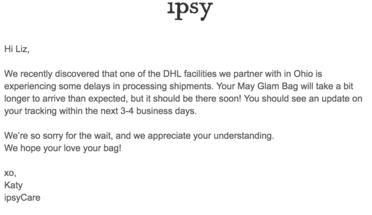 Fyi Ipsy Shipping Delay For Some Subscribers Msa Ipsy Glam Bag Fyi Is Experiencing A Shipping Delay For Some Subscribers