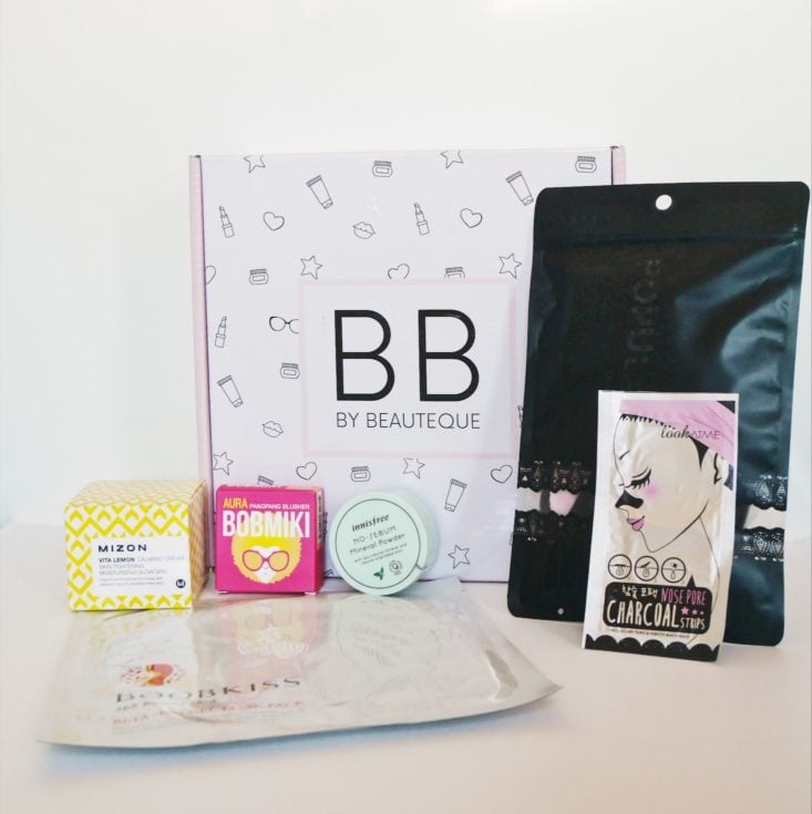 Beauteque BB Box October 2017 items outside the box