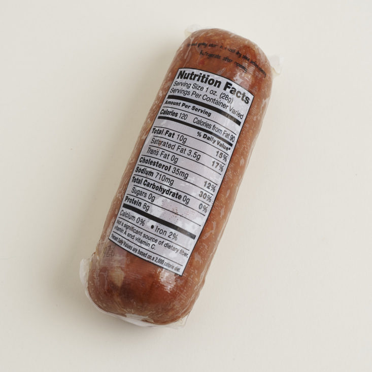 Nutritional Facts for Calabrese Style Salami from Parma Sausage package