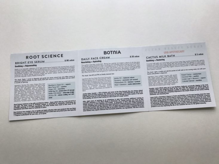 Clean Beauty Box Soothe November 2017 Booklet2