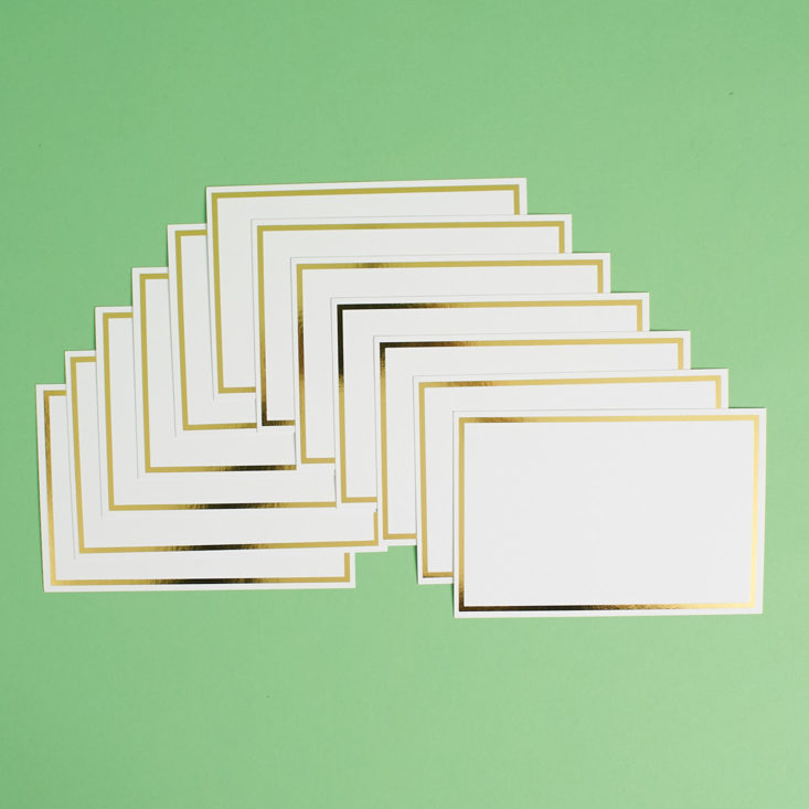 set of gold foil bordered notecards