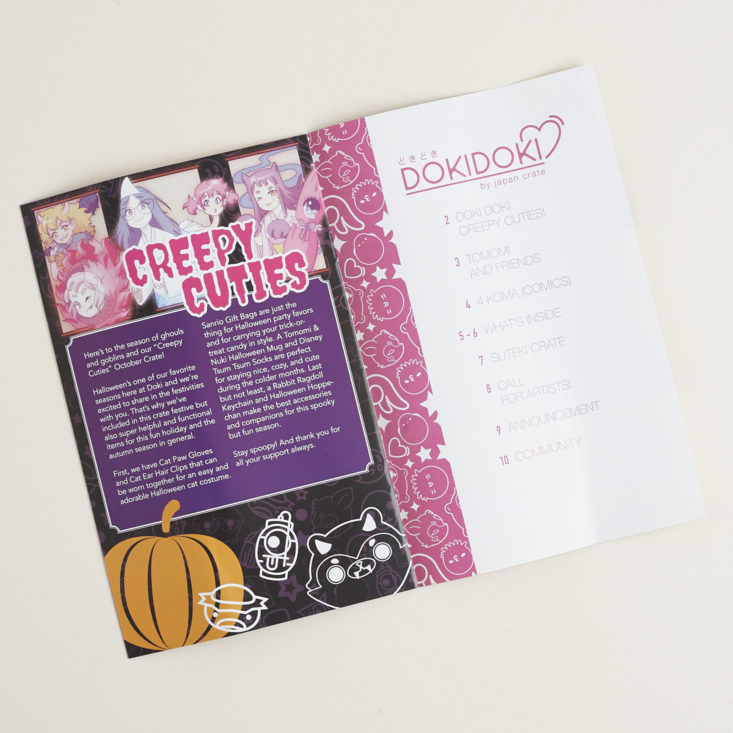 Doki Doki Crate October 2017 booklet