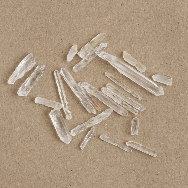 Matchstick quartz shards