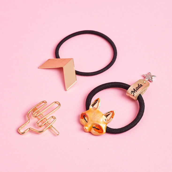 hair ties and clips