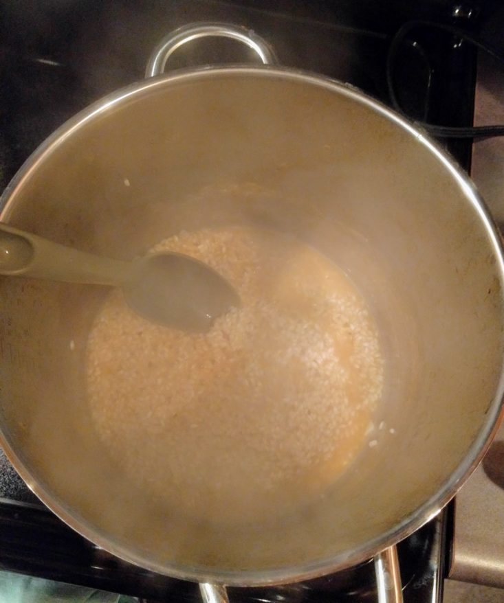 risotto on the stove