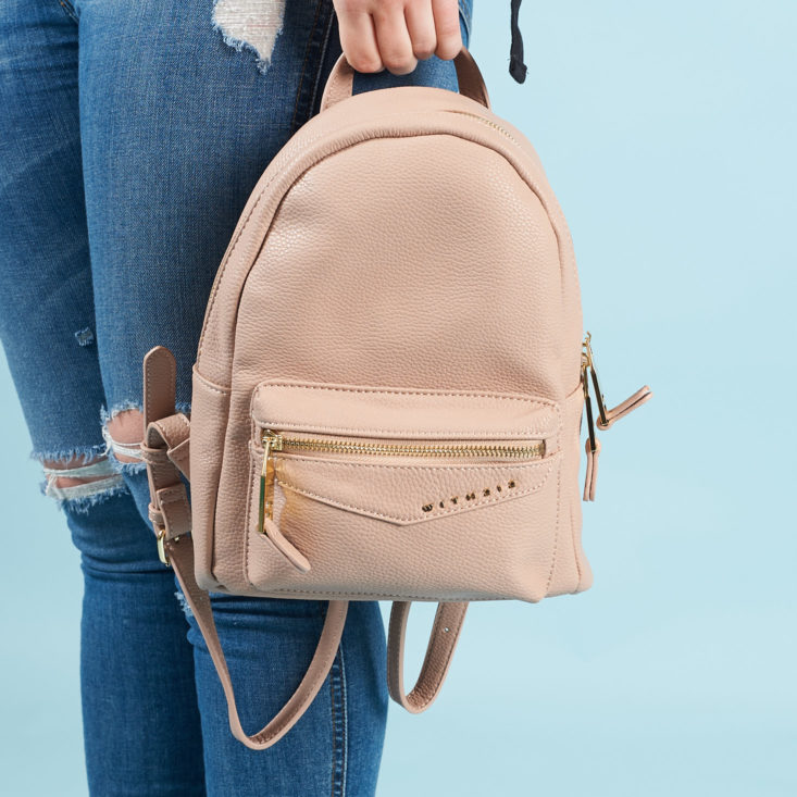 beige faux leather mini backpack