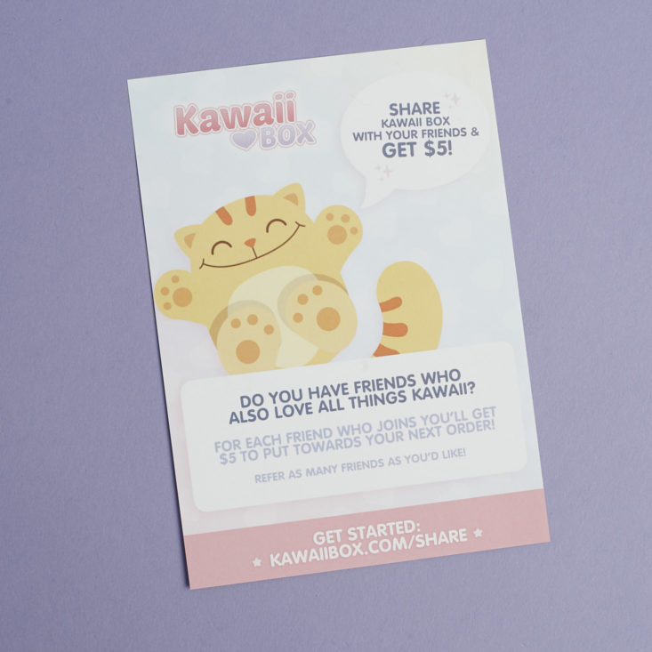 info card for kawaii box to share and get $5 