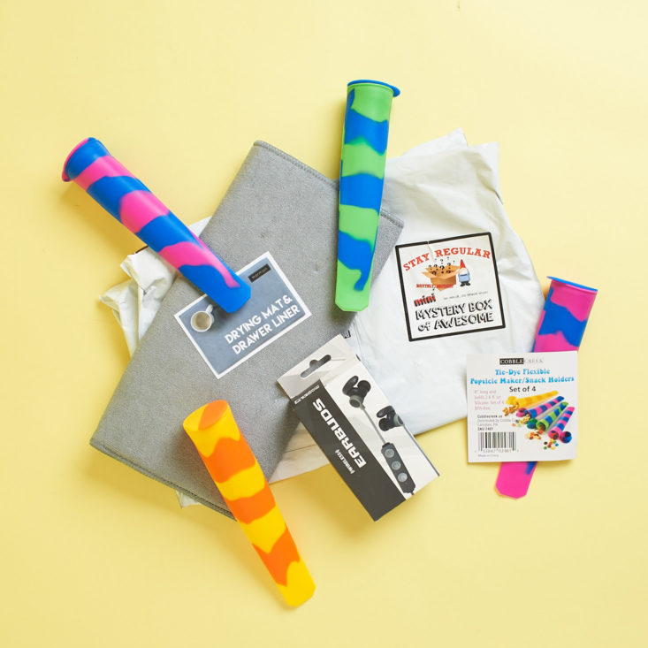 all of the items in the mini monthly mystery box of awesome for october 2017