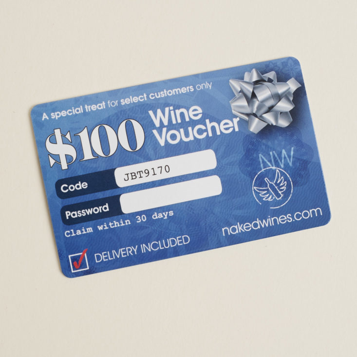 $100 gift card voucher for naked wines