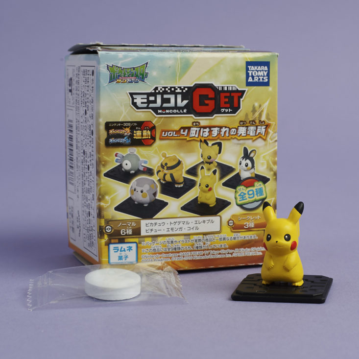 Moncolle GET Pokemon Pikachu figure in front of box