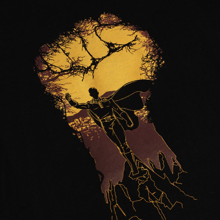 close up of graphic for Black Fist of Justice T-shirt