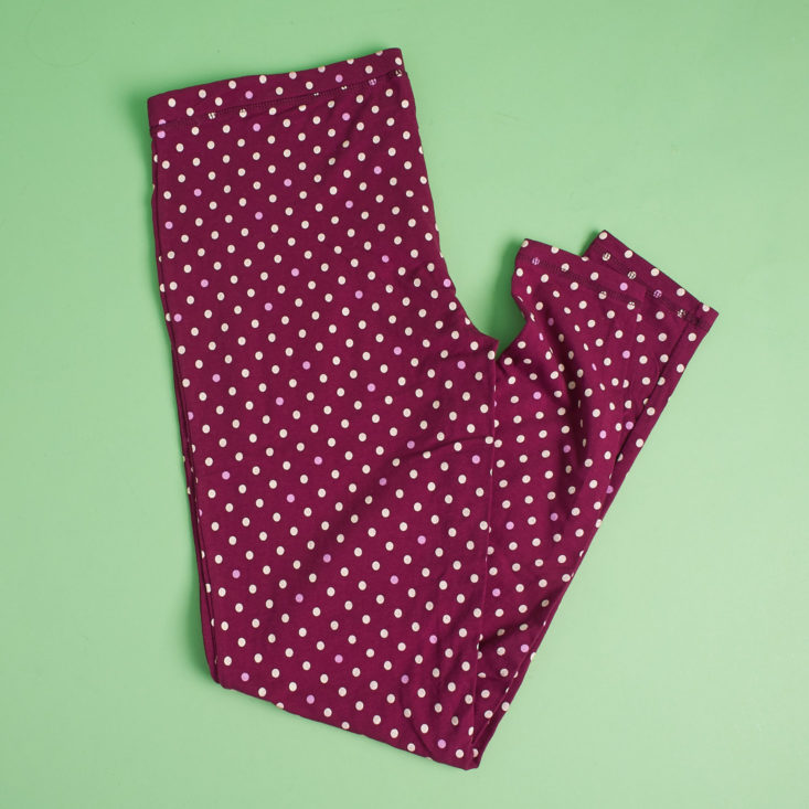 burgundy leggings with polka dots