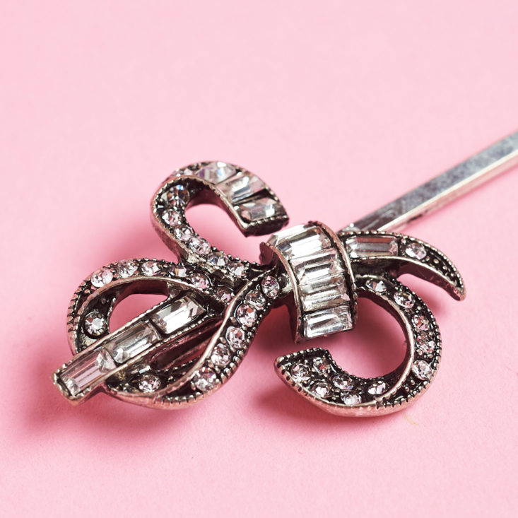 silver hair clip up close