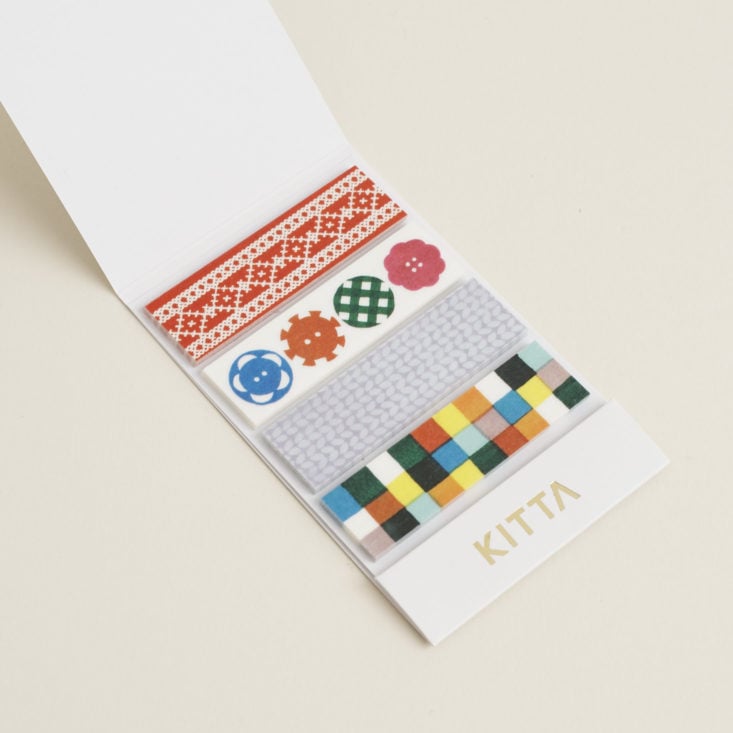 opened matchbook cover of kitta washi tape stickers