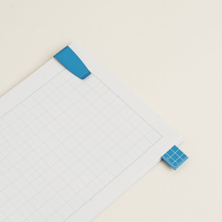 blue clip on ruler on paper