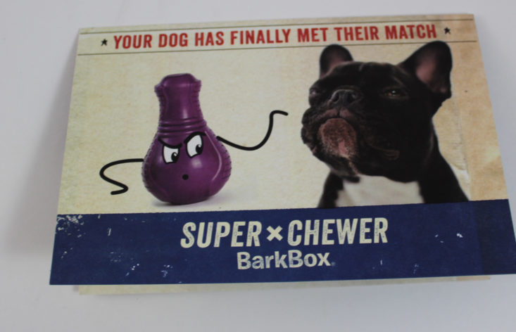 Barkbox Super Chewer December 2017 Intro card front