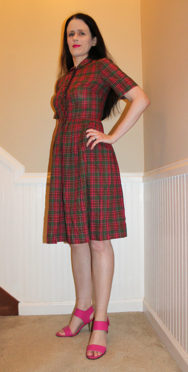 1990s Vintage red and green tartan plaid Dress modeled
