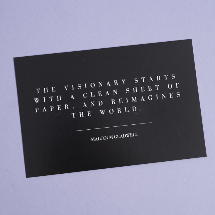 Cloth and Paper Info Card with Malcom Gladwell quote