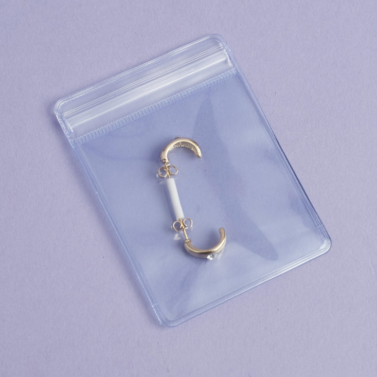 earrings in resealable pouch
