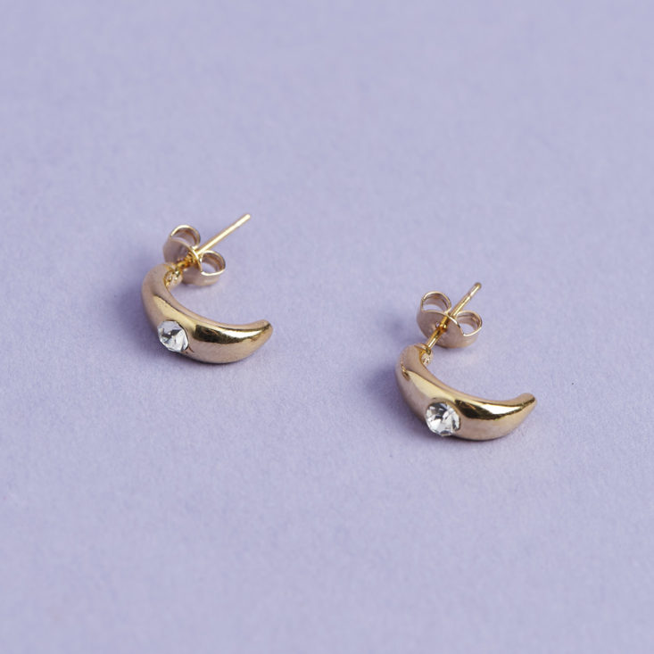gold half hoop earrings with rhinestones