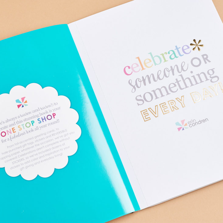 the blue and white inside page of the erin condren gifting on the go folder