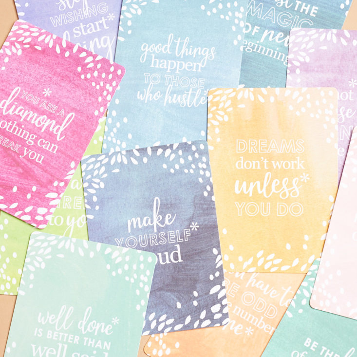 pile of erin condren tabletop calendar cards from behind