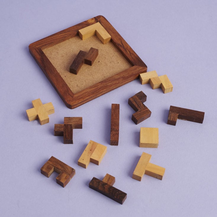 Rosewood and Mango wood Puzzle, disassembled