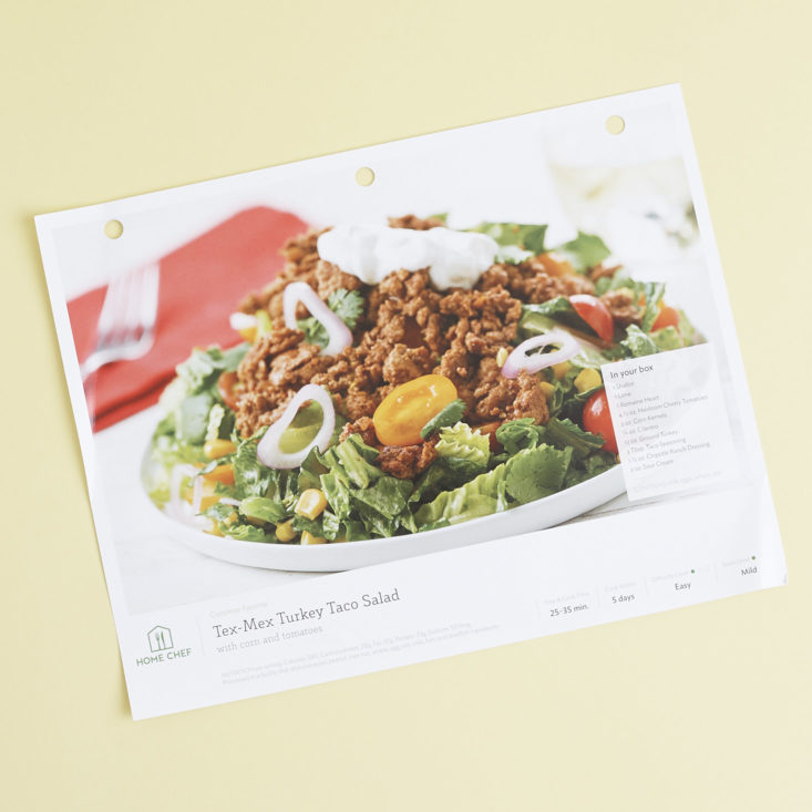 front of tex-mex turkey taco salad recipe card