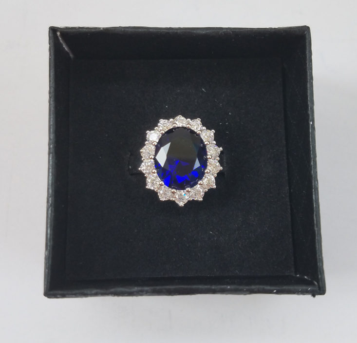 Blue and White Rhinestone Cocktail Ring