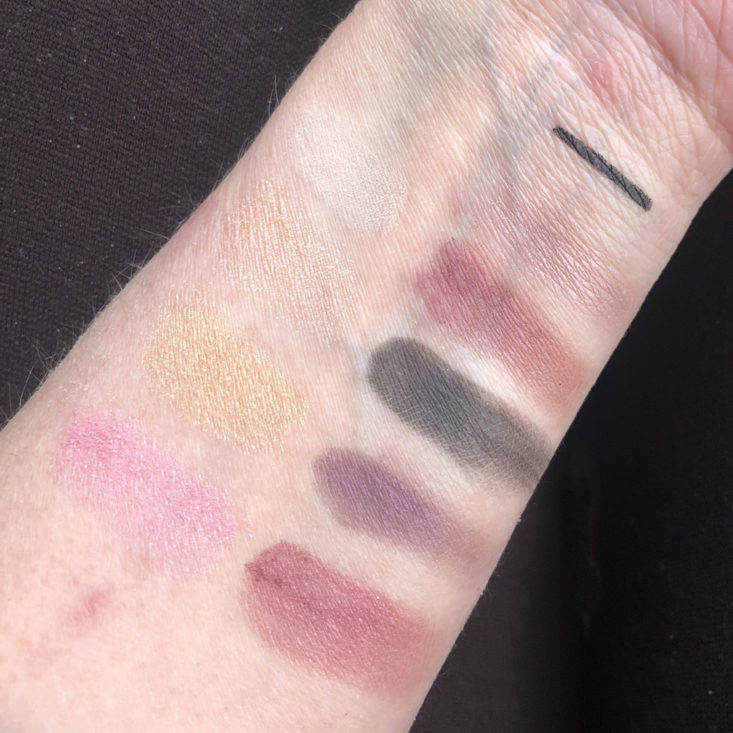 makeup swatches on inside of arm