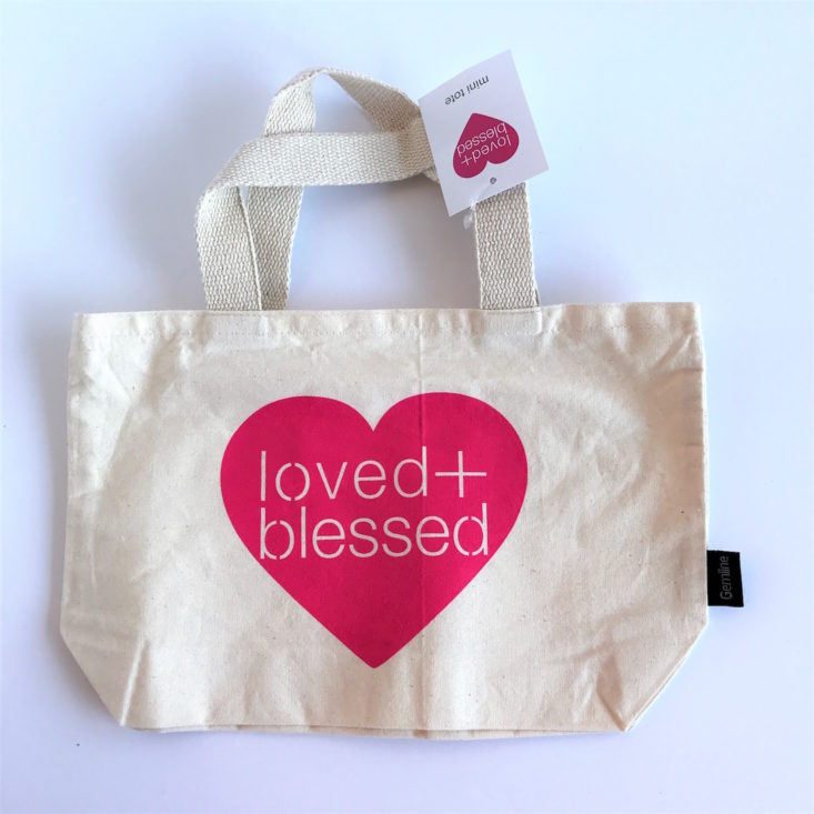 cotton tote bag with heart graphic on front