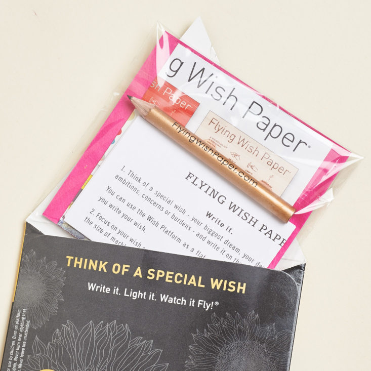 wish paper package inside
