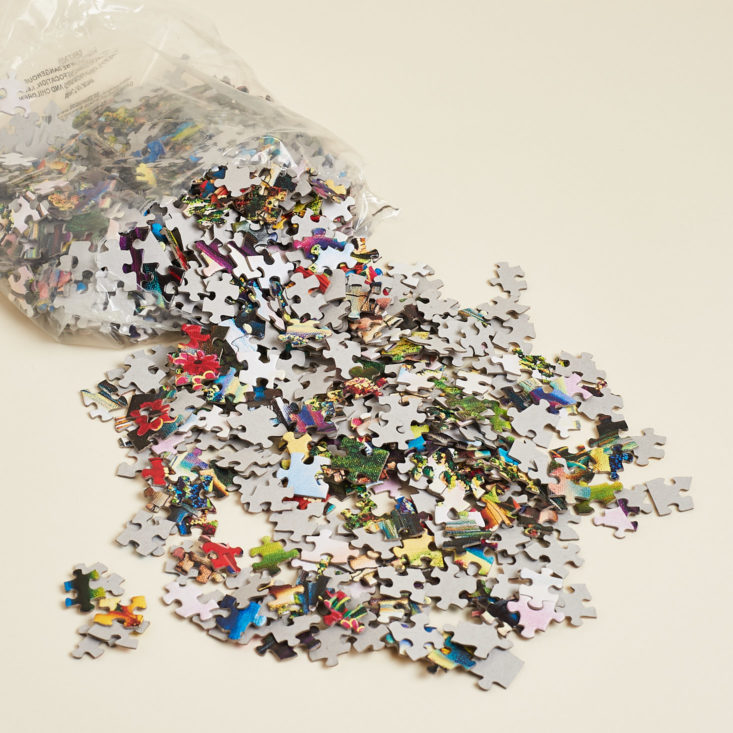 puzzle pieces coming out of bag