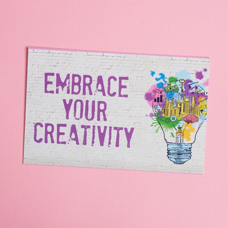 embrace your creativity card from peaches and petals november 2017