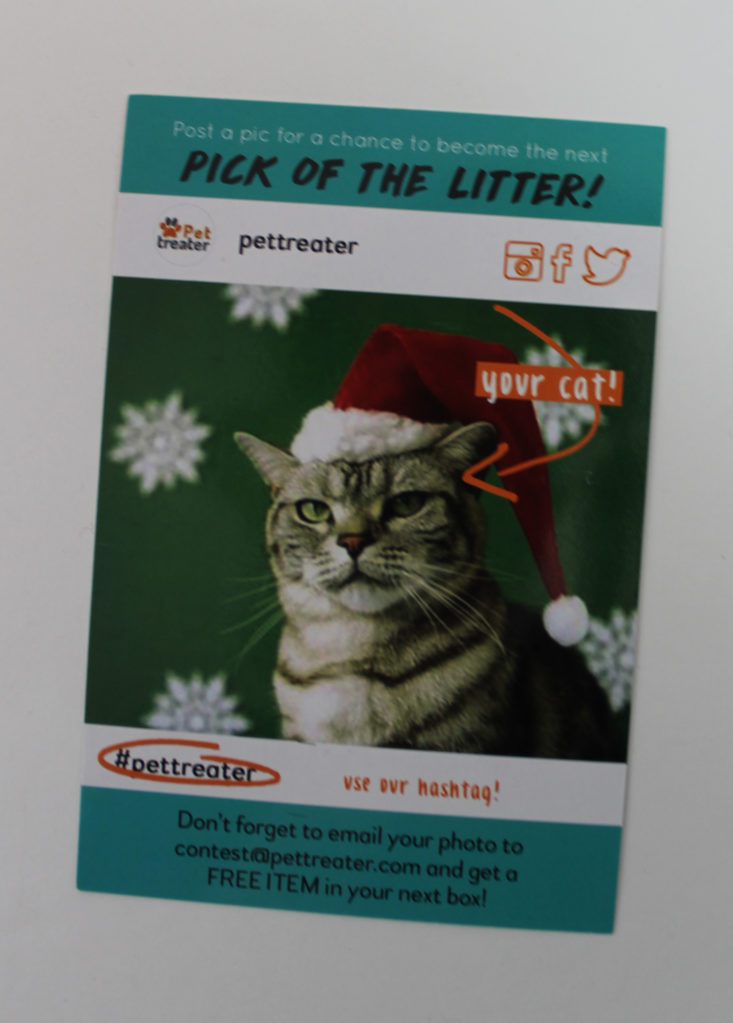 Pet Treater Cat Pack December 2017 Booklet back