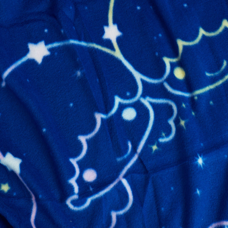 close up of Sanrio constellation fleece throw blanket