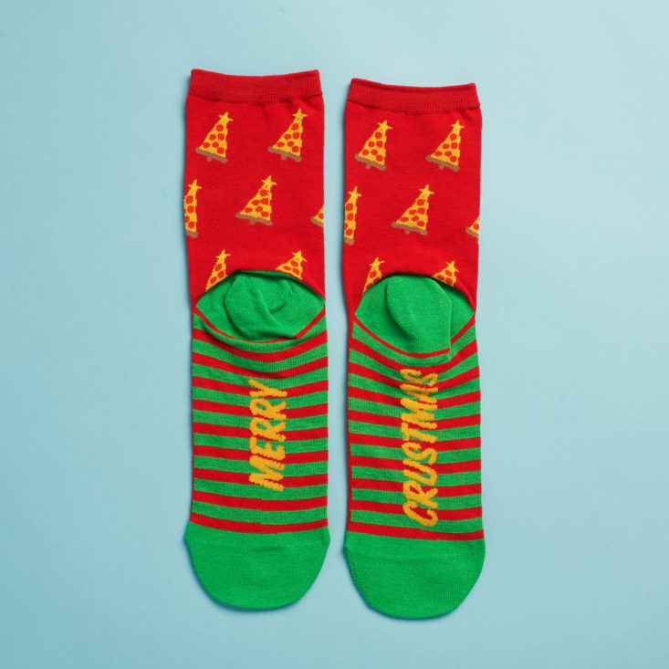 "Merry Crustmas" on the soles of the socks