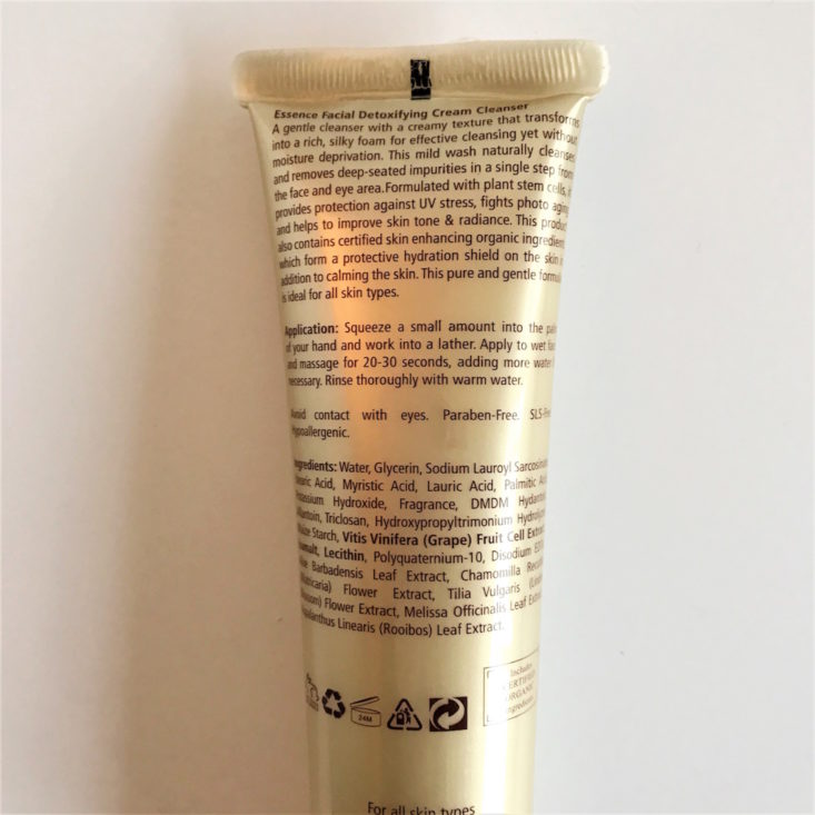 Adore Essence Facial Detoxifying Cream Cleanser ingredients