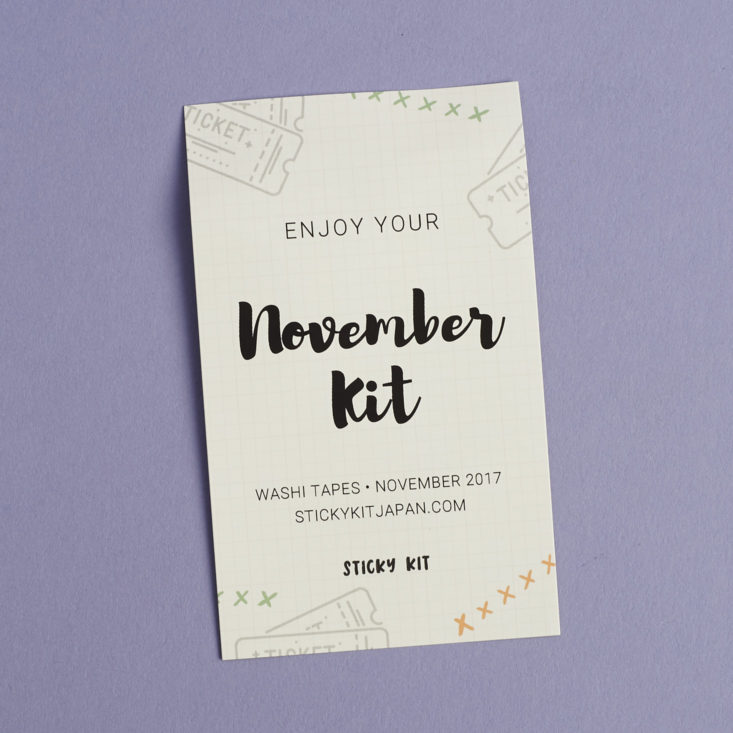 Sticky Kit Washi Tape November 2017 info card
