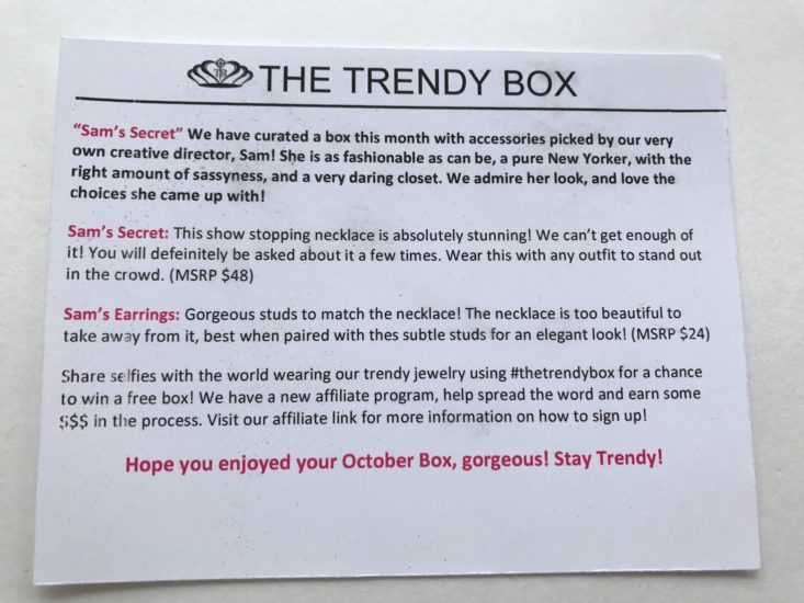 Trendy Box Sam's Secret October 2017