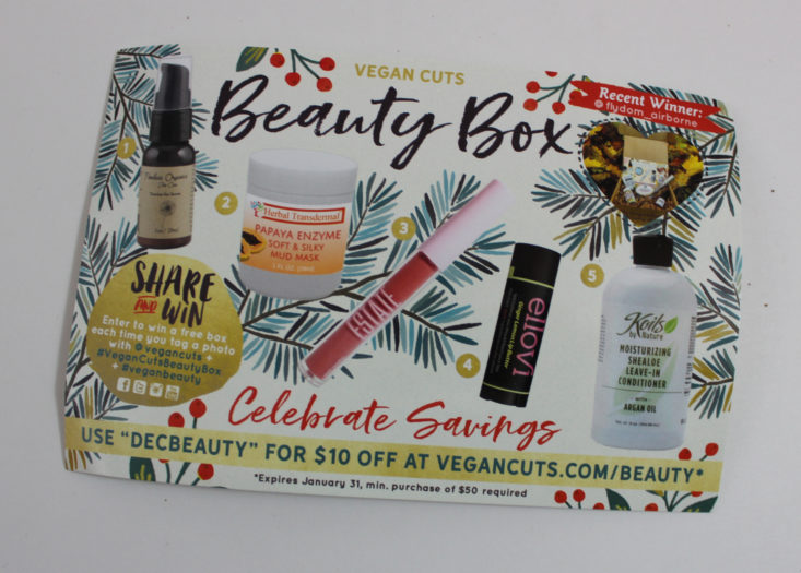 Vegan Cuts Beauty December 2017 Booklet Front