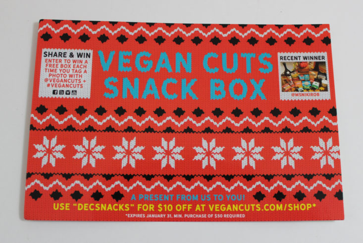 Vegan Cuts Snack December 2017 Booklet Front