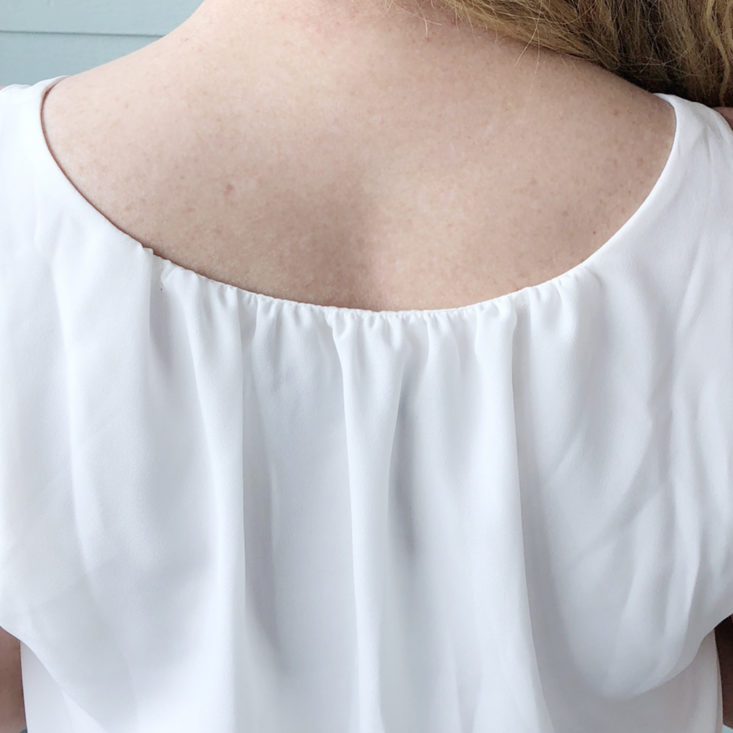 V-Neck Shell Off White, Lauren Helena closeup