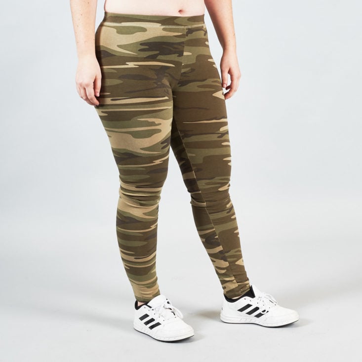 Camo print knit leggings for lounging or workout out