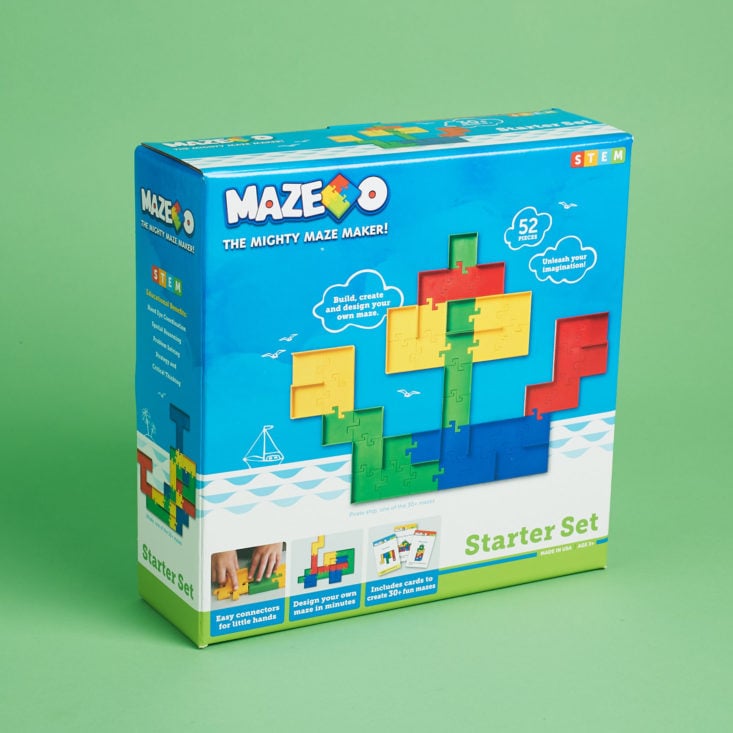 Maze-O Maze building toy, front of box.