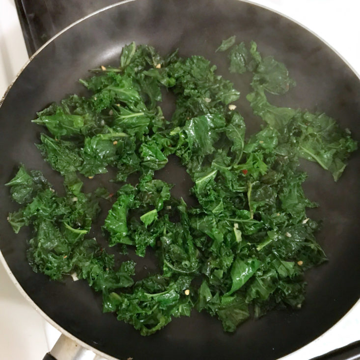 kale cooking in pan