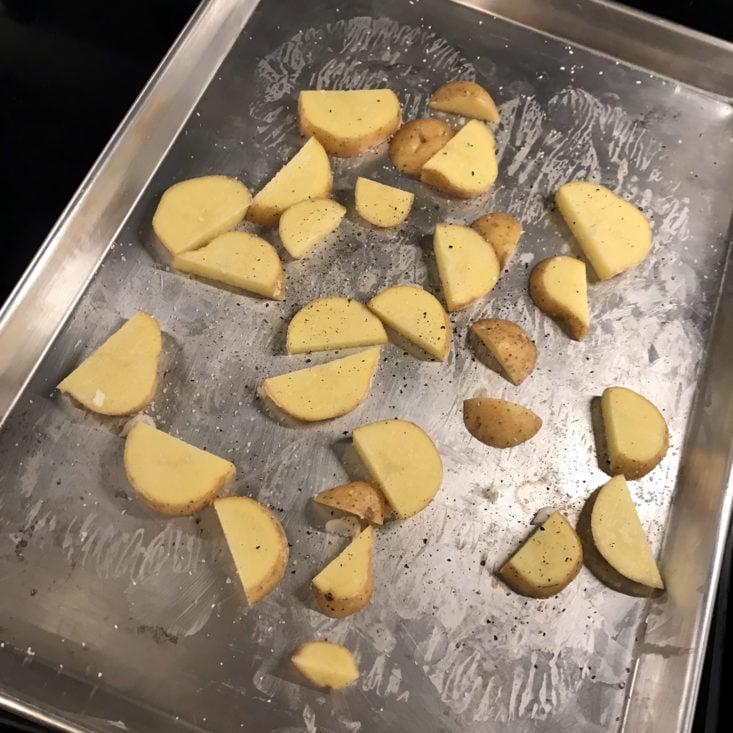 Roasting the potatoes
