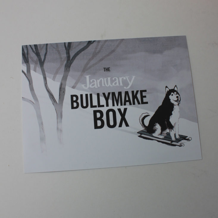 Bullymake Box January 2018 Booklet front