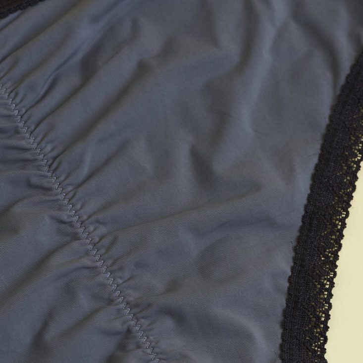 blush grey and black underwear - ruche and trim detail